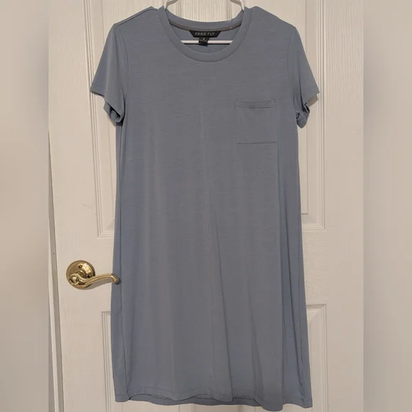 Free Fly Dress Women's Size Small Bamboo Flex Pocket Cays Blue Stretch Summer - Picture 1 of 11
